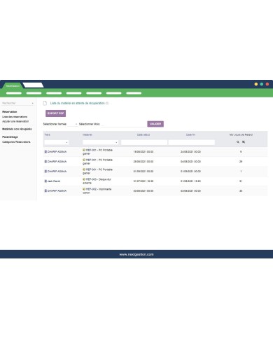 Booking and Loan of Equipment - Products