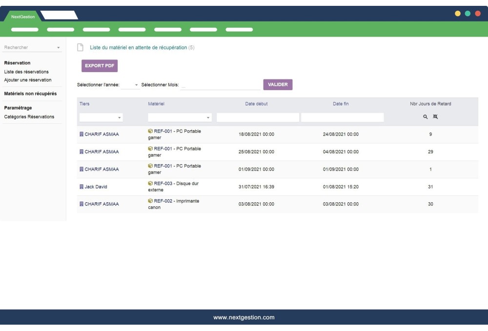 Réservation et prêt de matériel - Produits