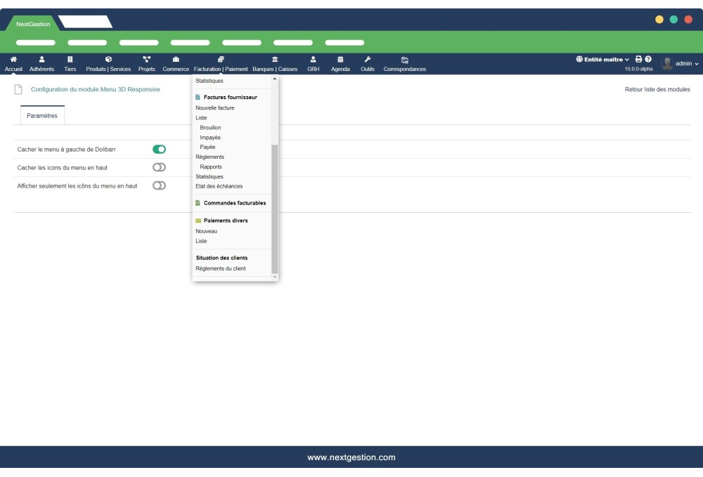 Responsive 3D Menu for Dolibarr