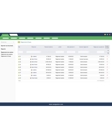 Gestion des ordres de virements