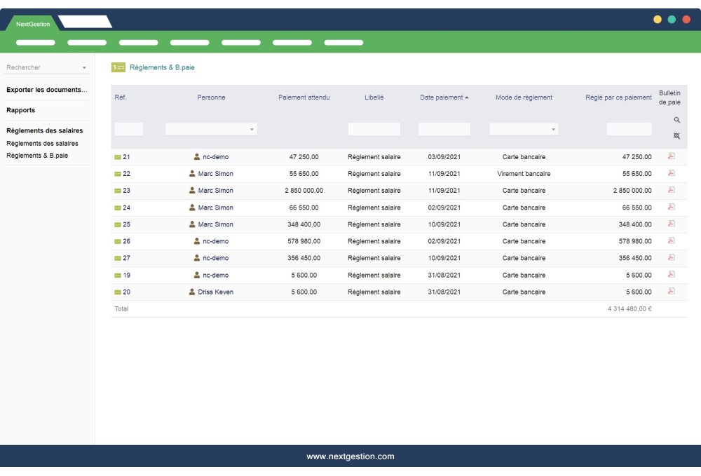 Gestion des ordres de virements