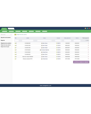 Management of transfer orders