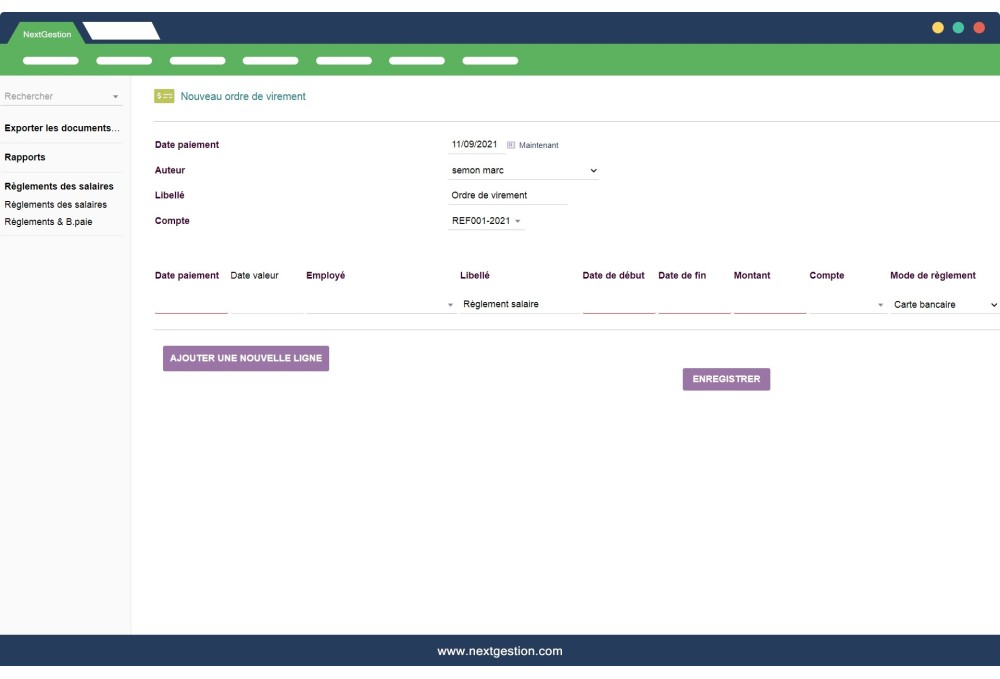 Gestion des ordres de virements