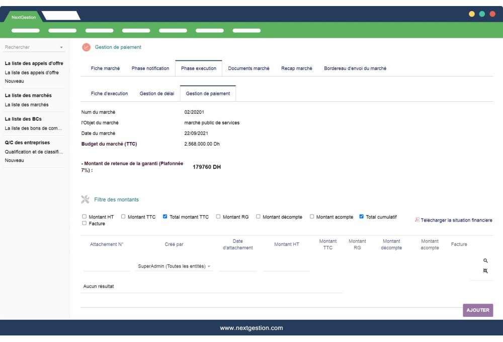 Gestion Marché public, Appel d'offre et bon de commande