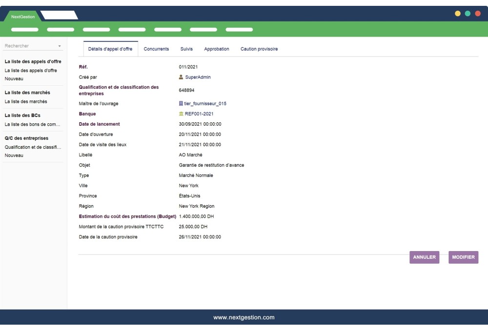 Public Market Management, Invitation to Tender and Purchase Order
