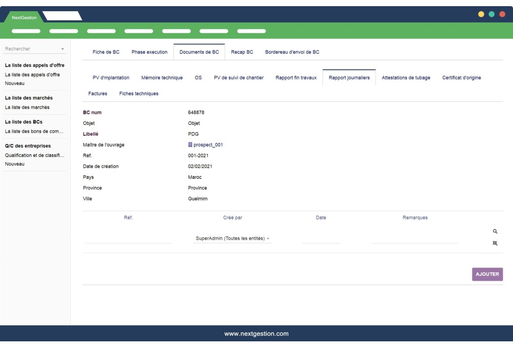 Public Market Management, Invitation to Tender and Purchase Order