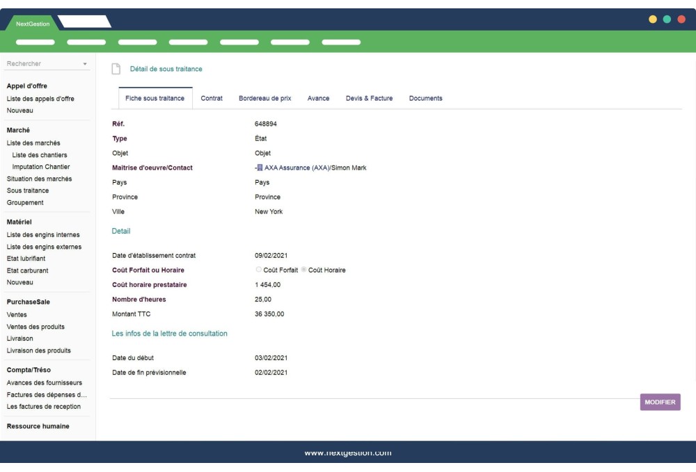 Building Management Module, Tender and Markets