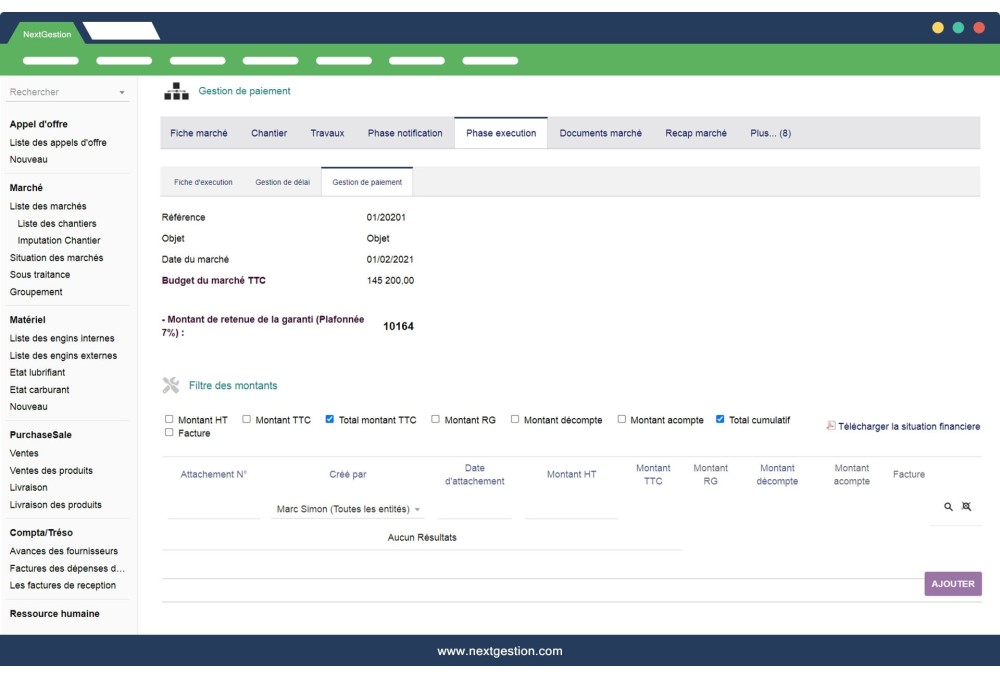 Building Management Module, Tender and Markets