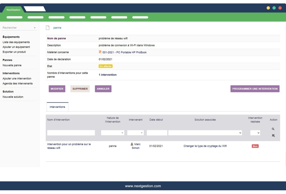 Equipment maintenance: Breakdowns, Interventions and Solutions