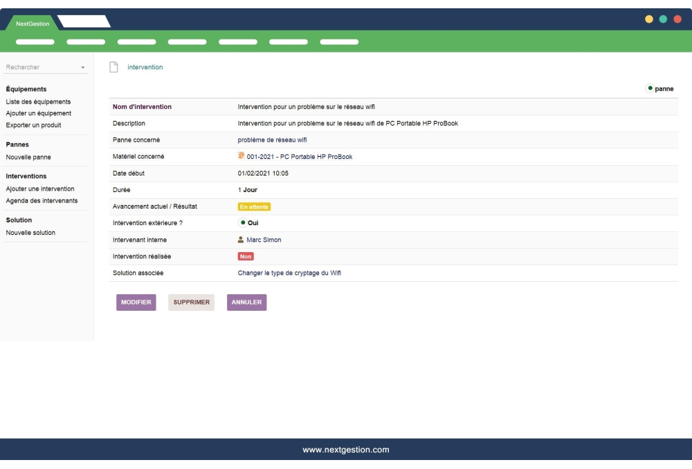Maintenance des équipements: Pannes, Interventions et Solutions