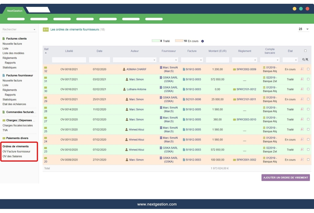 Transfer order: Supplier invoices / Employee salary