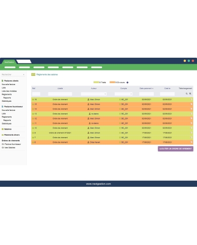 Transfer order: Supplier invoices / Employee salary