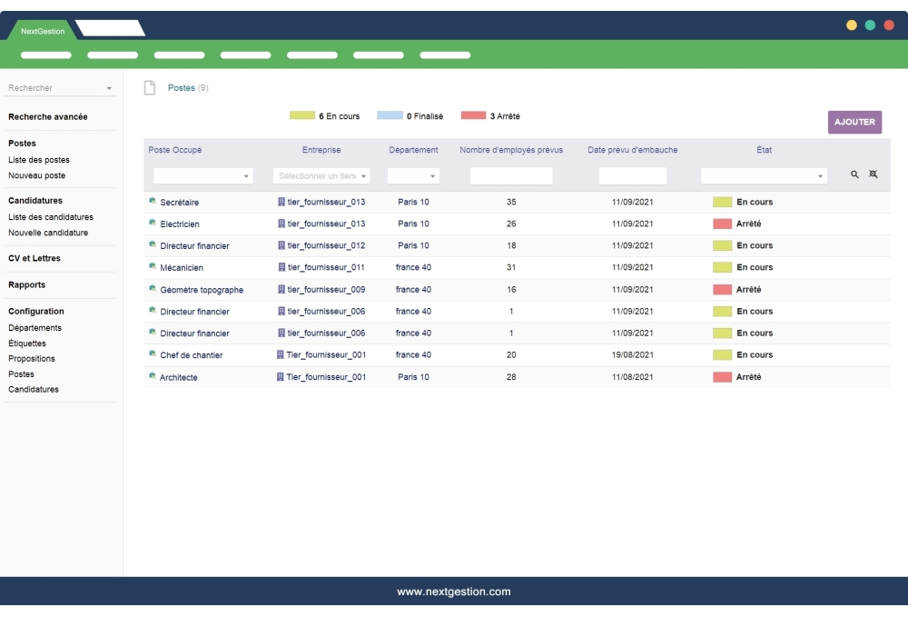 TALENT: GESTION DE CABINET DE RECRUTEMENT