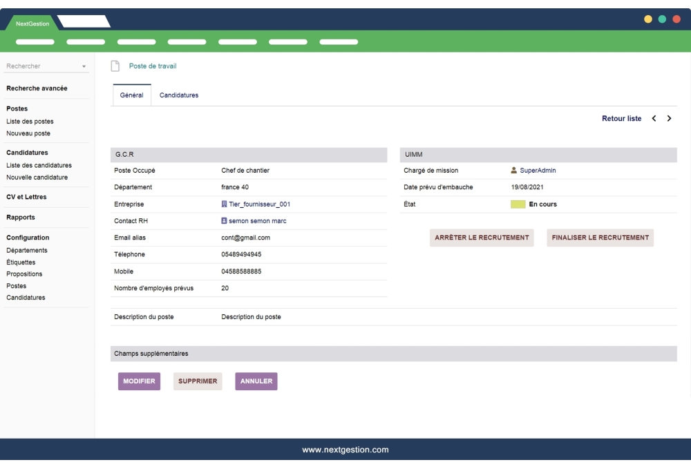 TALENT: GESTION DE CABINET DE RECRUTEMENT