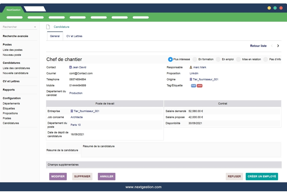 TALENT: GESTION DE CABINET DE RECRUTEMENT