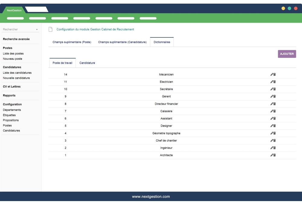 TALENT: GESTION DE CABINET DE RECRUTEMENT