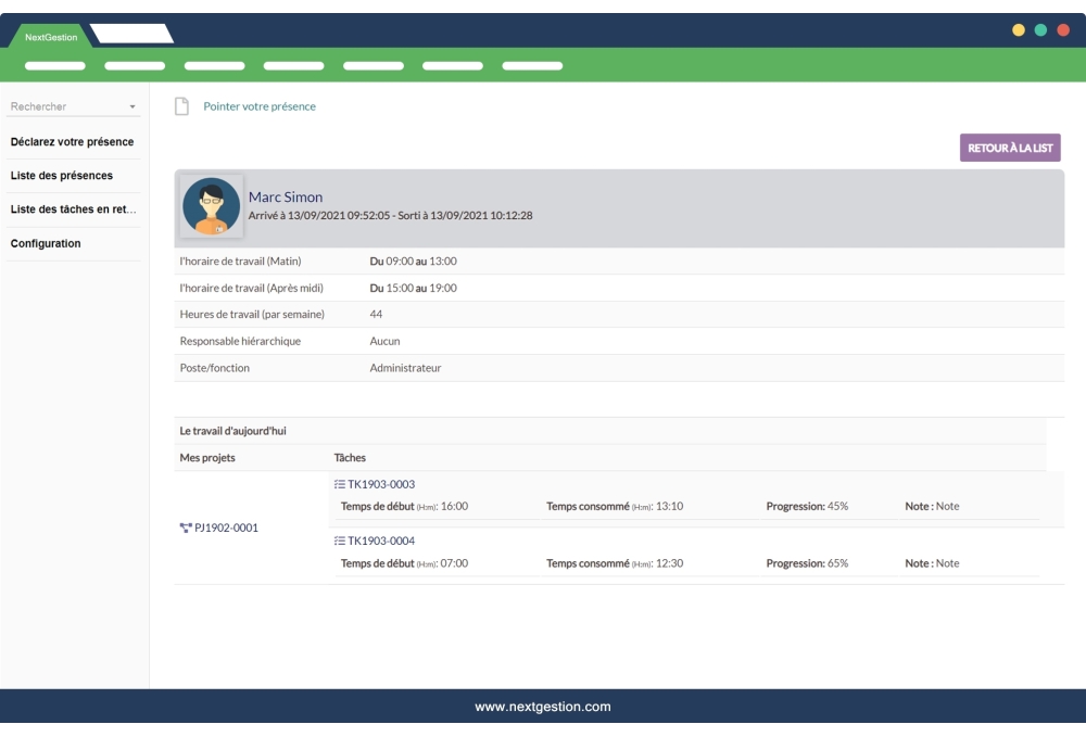 Présences des Employés