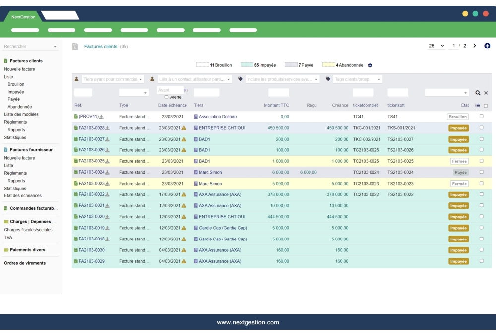 Line colors by status / state Invoice, orders