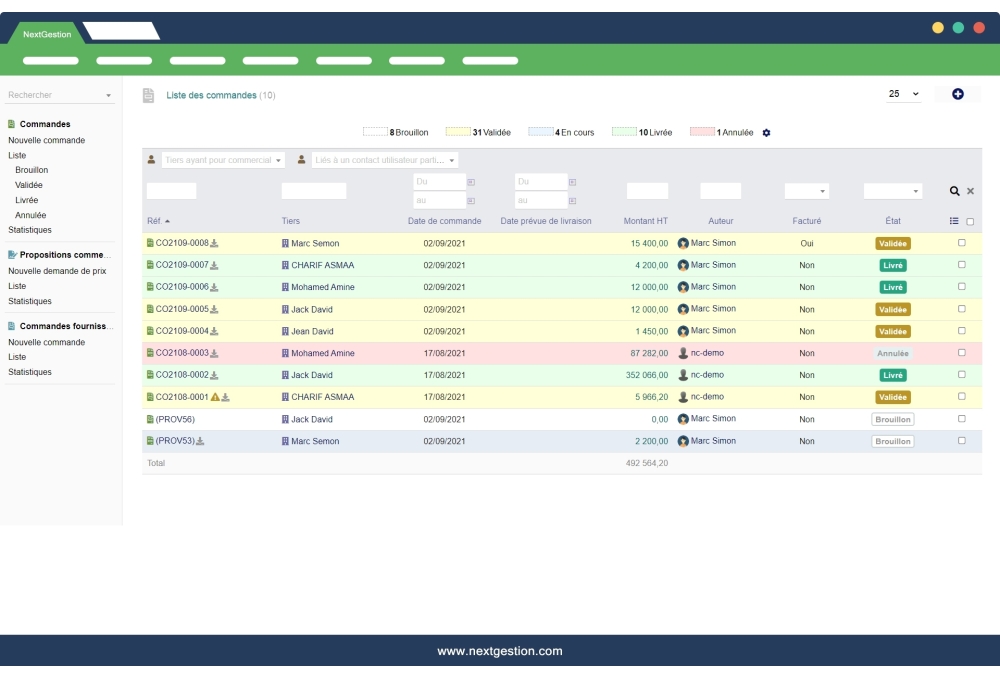 Line colors by status / state Invoice, orders