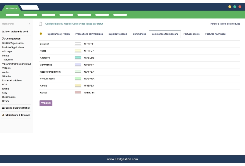 Line colors by status / state Invoice, orders