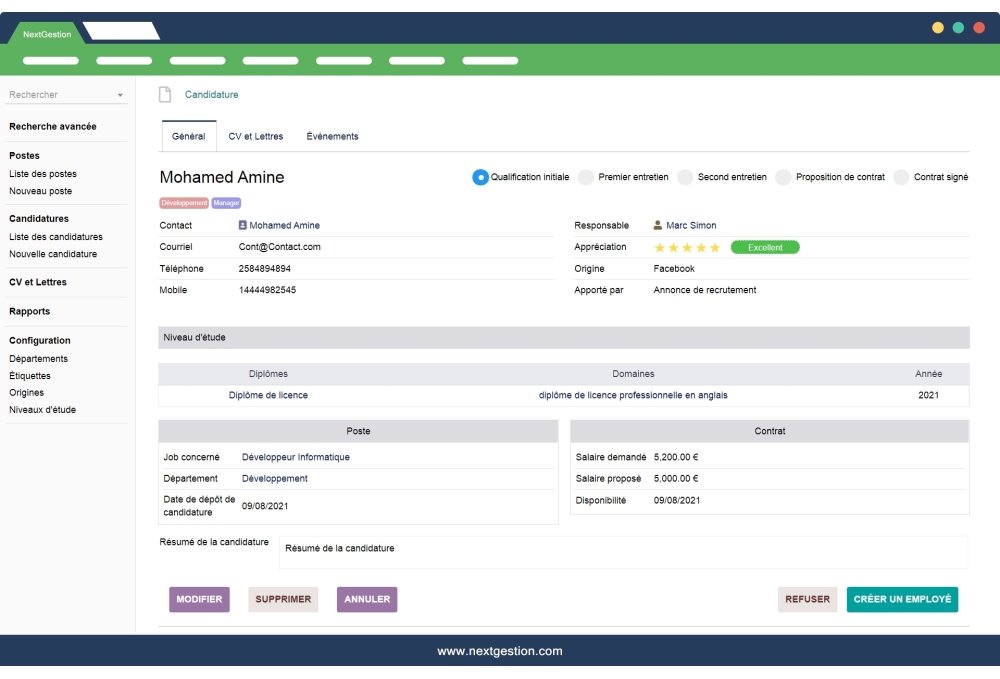 Gestion de Recrutement Dolibarr