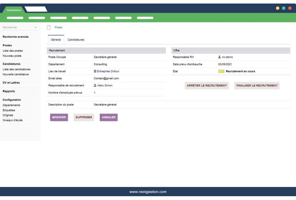 Gestion de Recrutement Dolibarr