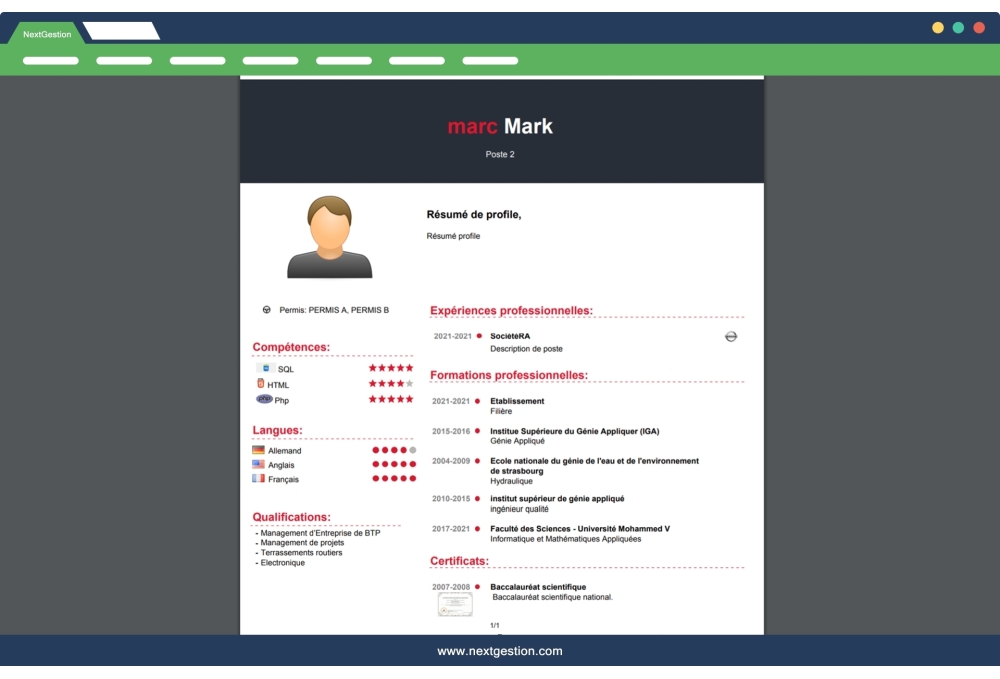 Professional CV management Dolibarr