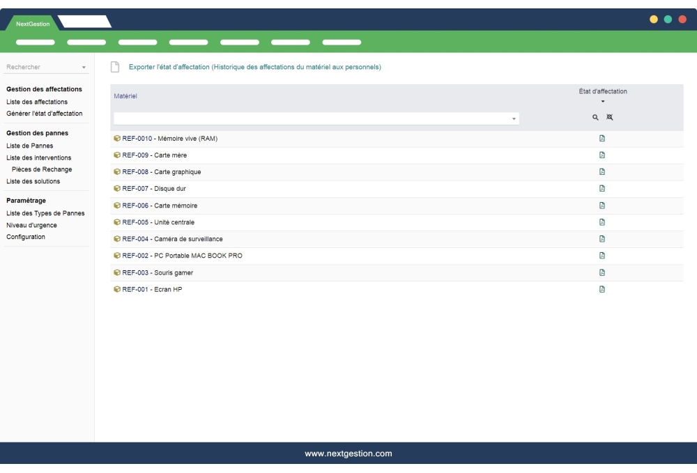 Management of breakdowns and maintenances