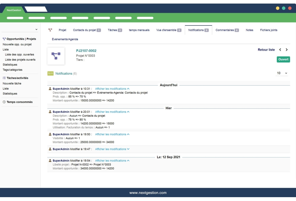 Notifications and Comments module