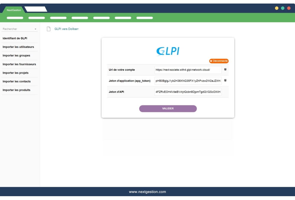 Module GLPI vers Dolibarr