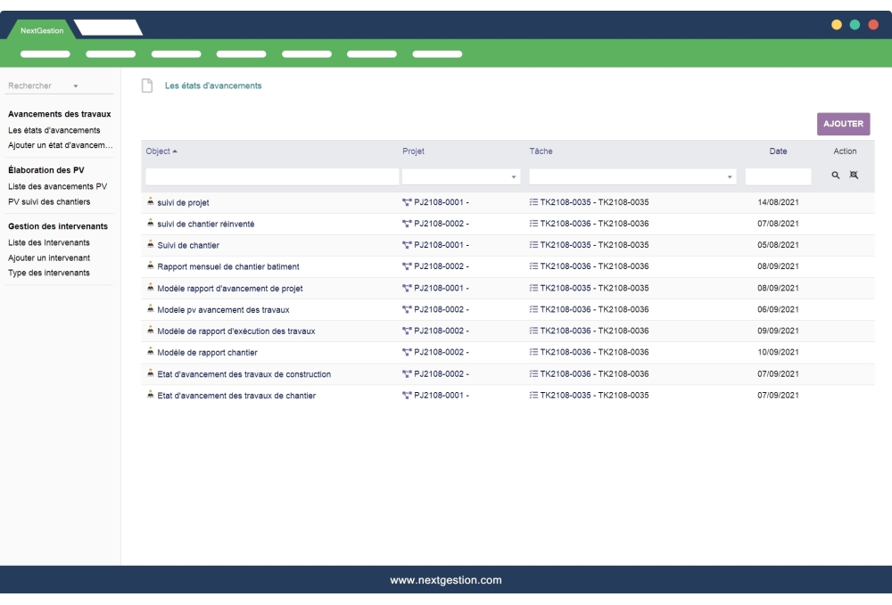 Follow-up of building sites - BTP