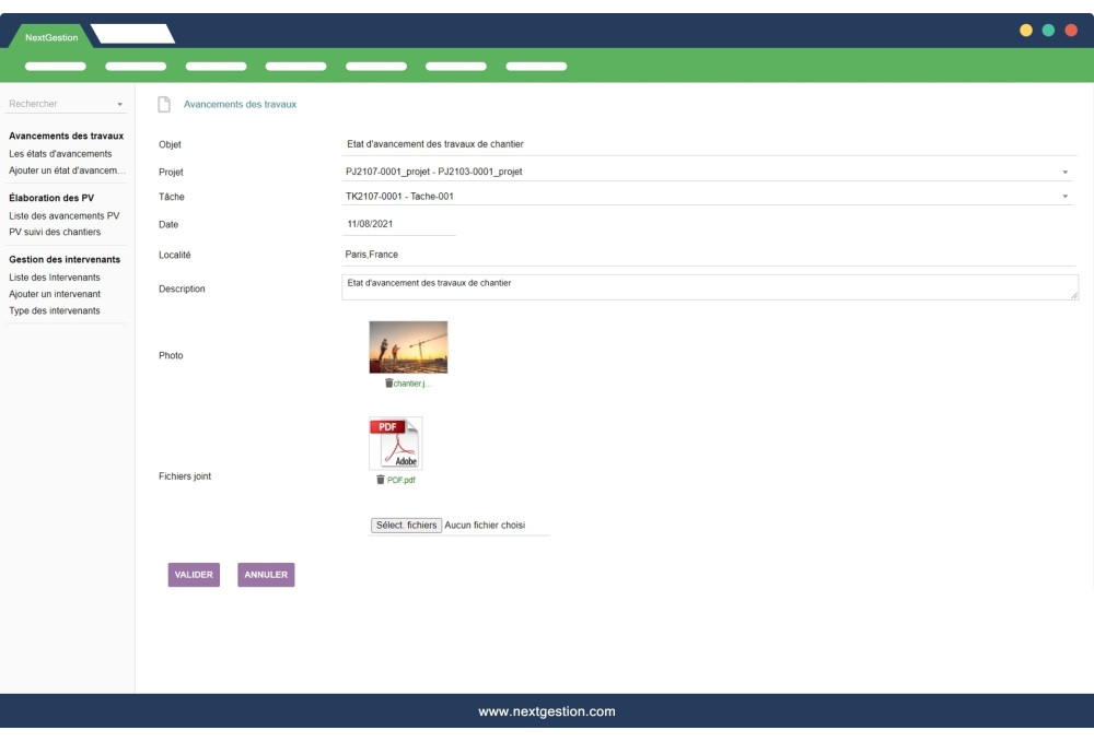 Follow-up of building sites - BTP