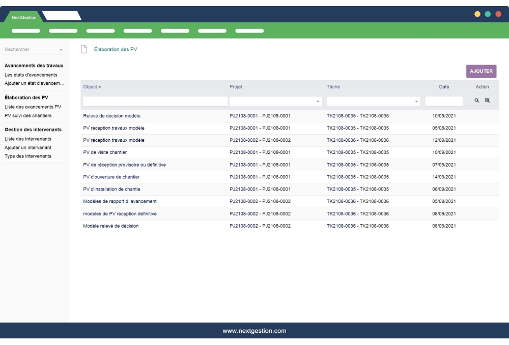 Follow-up of building sites - BTP