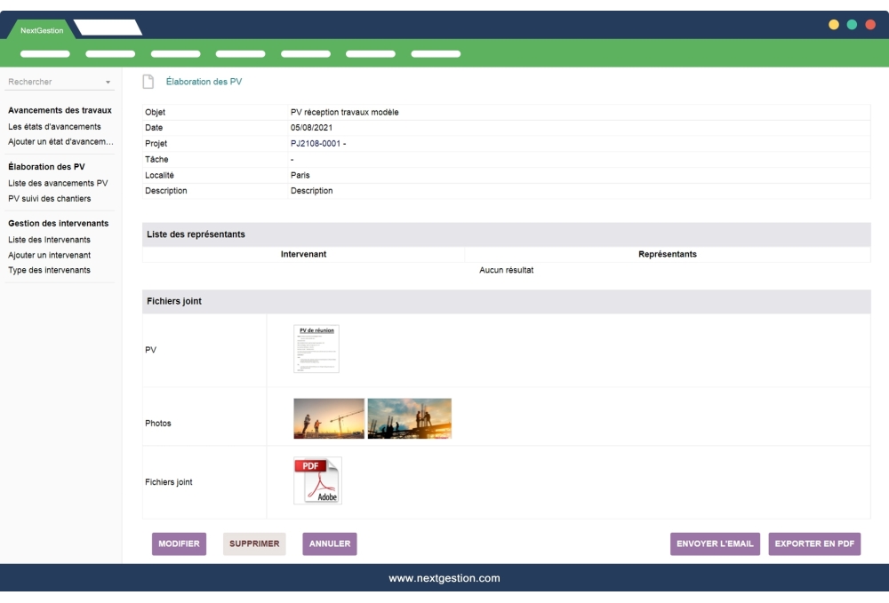 Suivi des chantiers BTP