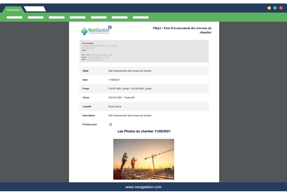 Suivi des chantiers BTP