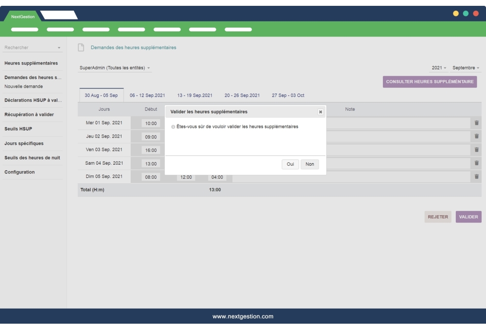 Management of Dolibarr overtime