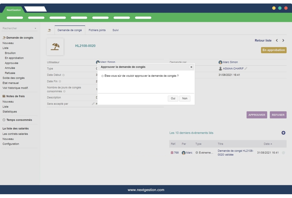 Double validation de congés