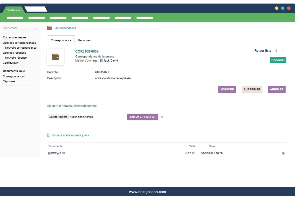 Module Gestion des correspondances pour Dolibarr
