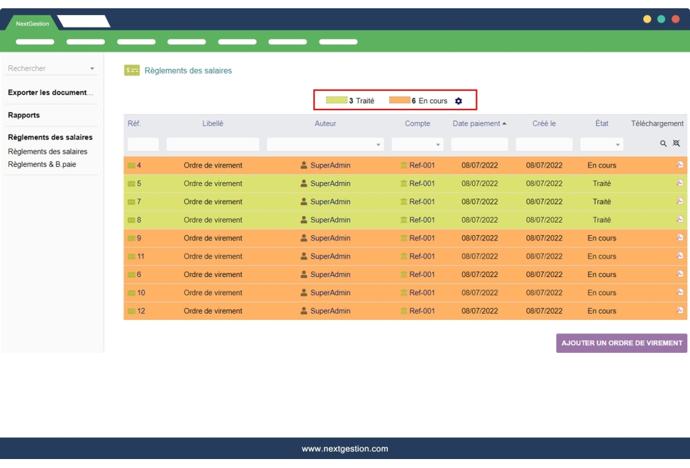 Ordini di trasferimento - Avanzato