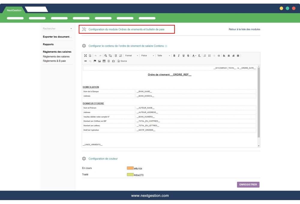 Ordini di trasferimento - Avanzato