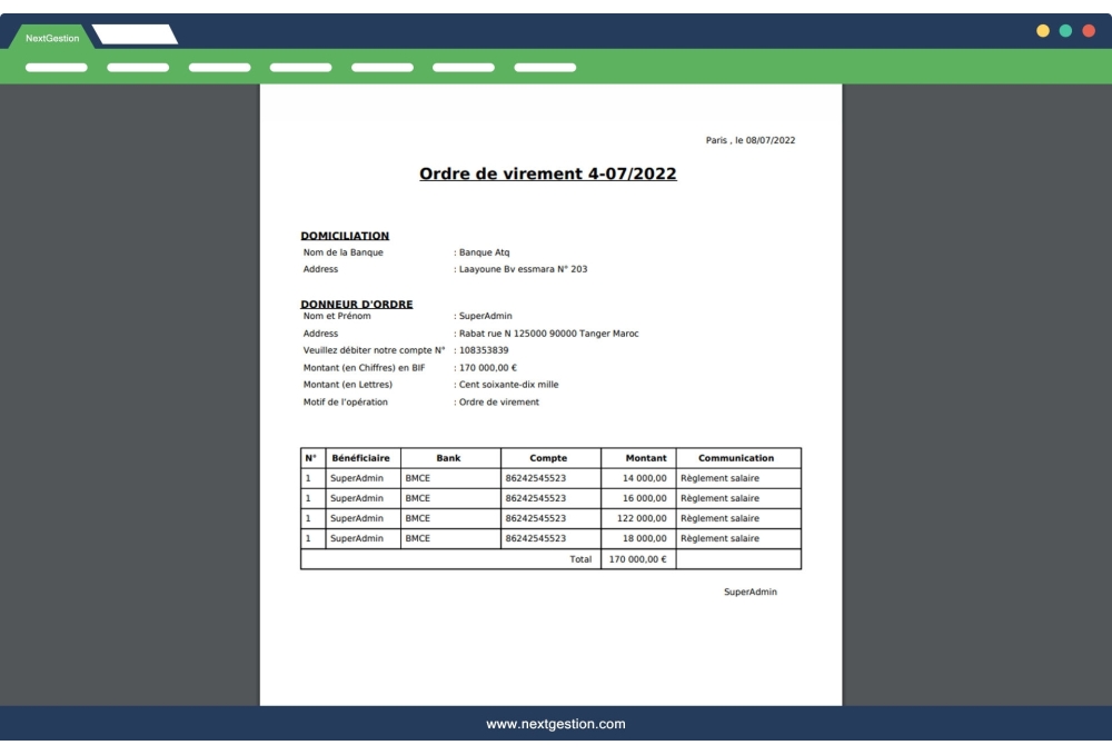 Transfer orders - Advanced