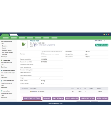 Crear proyecto Dolibarr desde Propal and Order