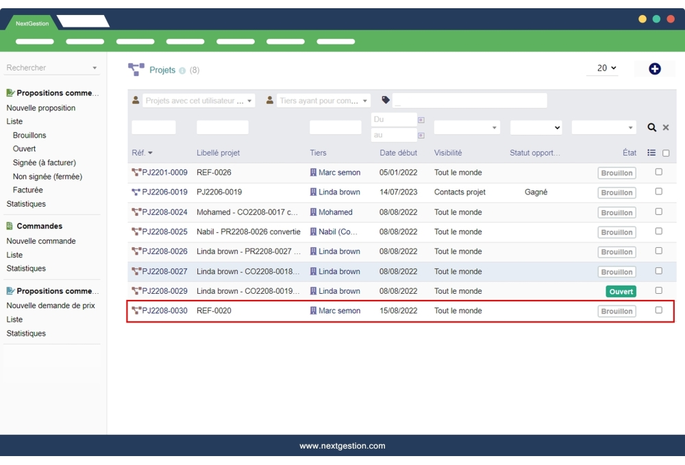 Crear proyecto Dolibarr desde Propal and Order