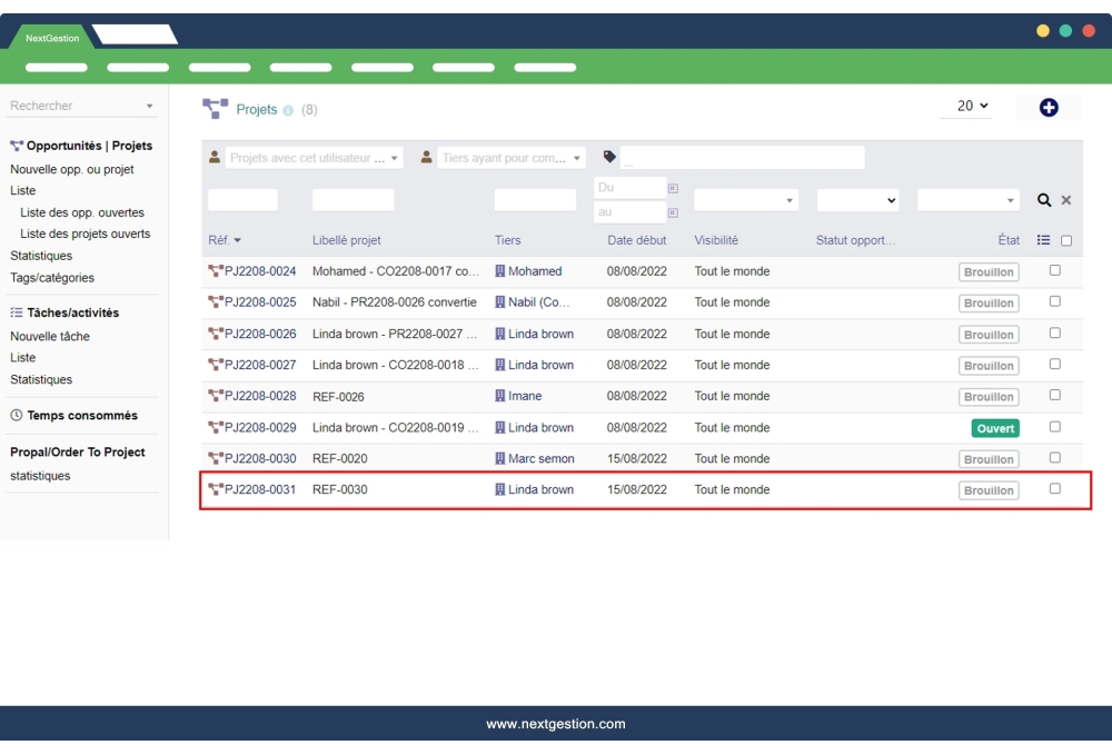 Crear proyecto Dolibarr desde Propal and Order