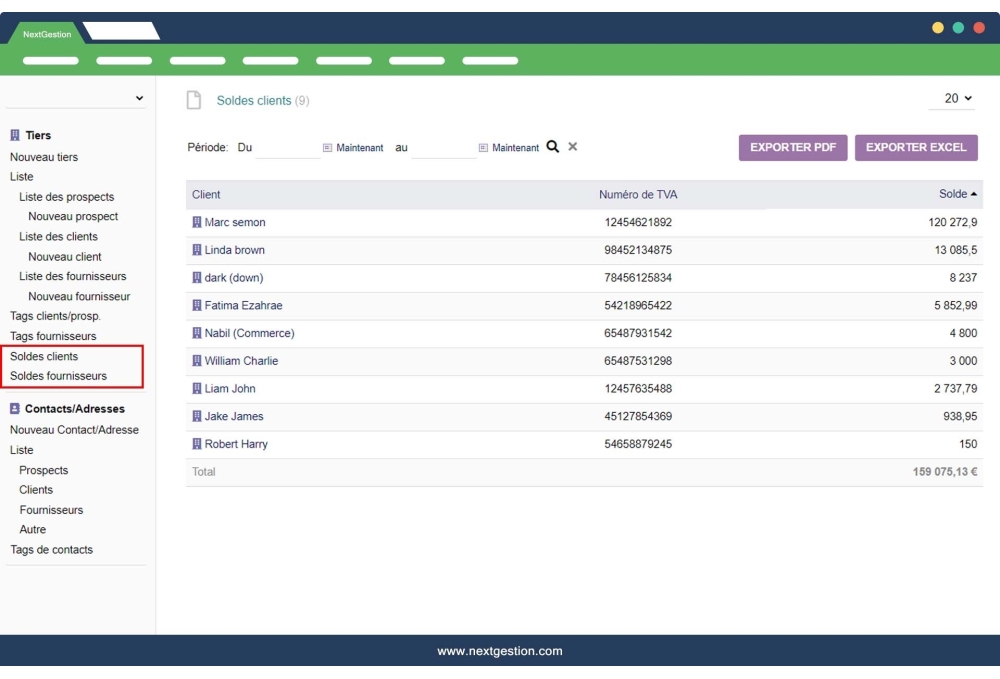 Dolibarr supplier and customer balance
