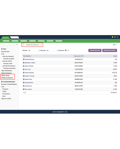 Dolibarr supplier and customer balance