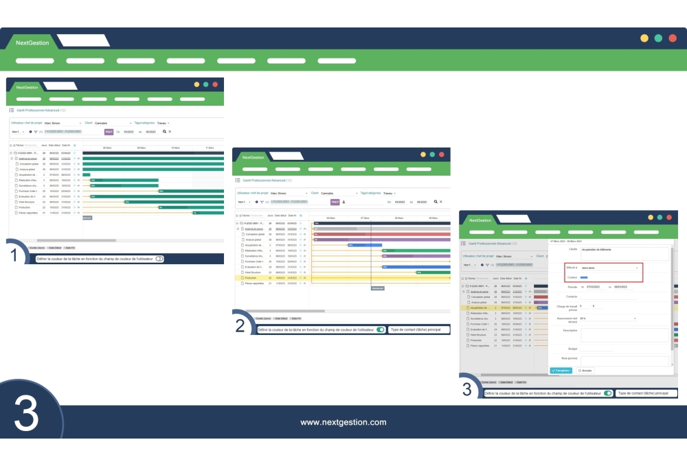 Fortgeschrittener professioneller Gantt Dolibarr