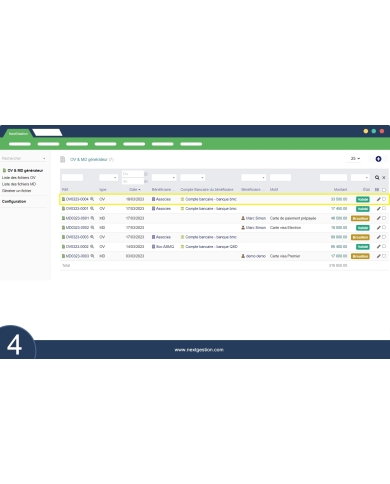 Générateur des ordres de virement et des mises à disposition