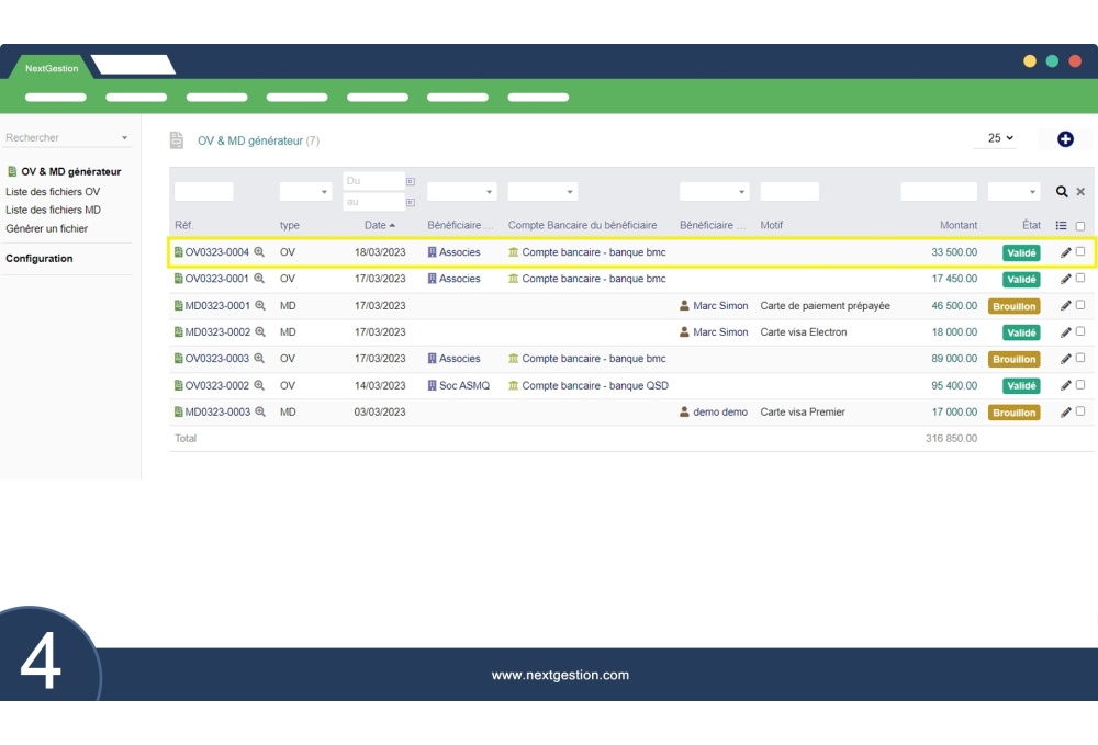 Generator of transfer orders and availability
