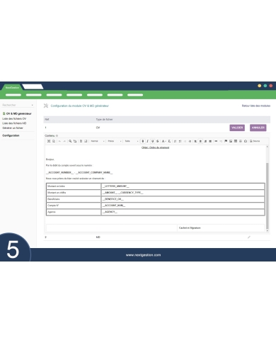 Générateur des ordres de virement et des mises à disposition